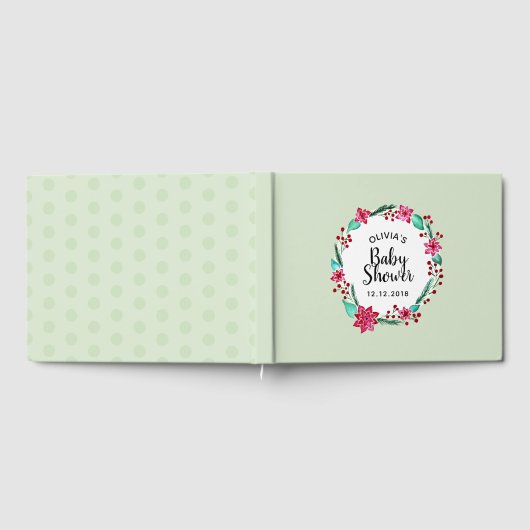 かわいいクリスマスベビーシャワーフラワーリース ゲストブック (全面)