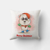 かわいいクリスマスベビーホッキョクグマとアイススケート クッション (裏面)