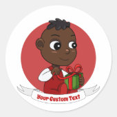 かわいいクリスマスベビー漫画クラシックラウンドステッカー ラウンドシール (正面)