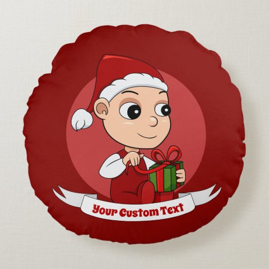 かわいいクリスマスベビー漫画ラウンドピロー ラウンドクッション (正面)