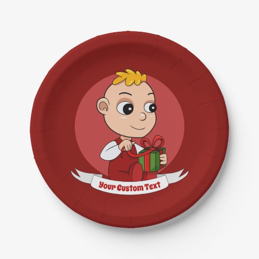 かわいいクリスマスベビー漫画紙プレート ペーパープレート (正面)