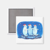 かわいいクリスマスベルーガクジラの踊りオン・ウェーブ マグネット (正面/裏面)