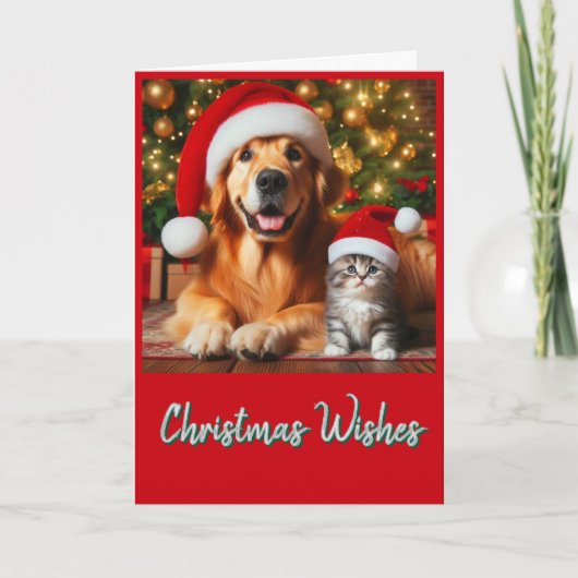 かわいいクリスマスペットホリデーグリーティングカード カード (正面)