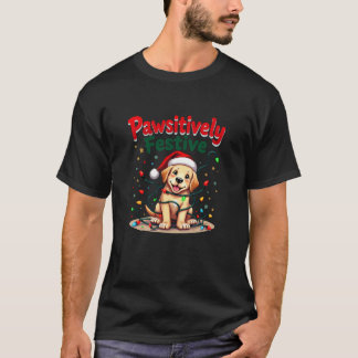 かわいいクリスマスペット – トナカイとサンタハット Tシャツ