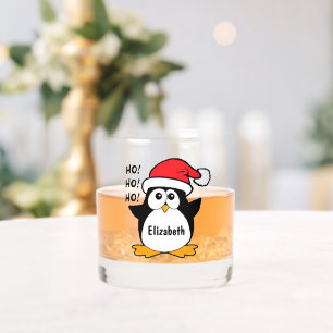 かわいいクリスマスペンギンがパーソナライズ ウイスキーグラス