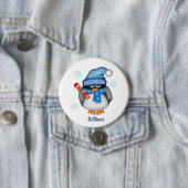 かわいいクリスマスペンギンと名前をカスタムする 缶バッジ (インサイチュ)