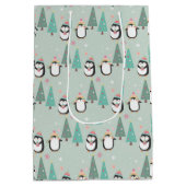 かわいいクリスマスペンギンの名前 ミディアムペーパーバッグ (裏面)