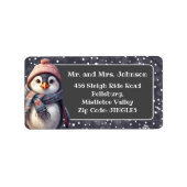 かわいいクリスマスペンギンパーソナライズされたの住所 ラベル (正面)