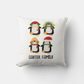 かわいいクリスマスペンギン家族の水色 クッション (正面)