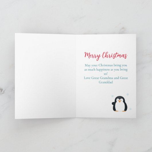 かわいいクリスマスペンギン素晴らしの孫娘 シーズンカード (内部)