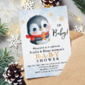 かわいいクリスマスペンギン赤ちゃんシャワー 招待状