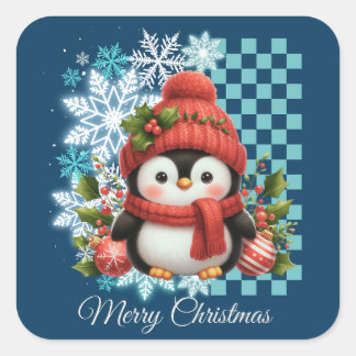 かわいいクリスマスペンギン スクエアシール