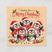 かわいいクリスマスペンギン スクエア名刺 (正面)