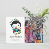 かわいいクリスマスペンギンHappy Holidays写真 シーズンカード (スタンド正面)