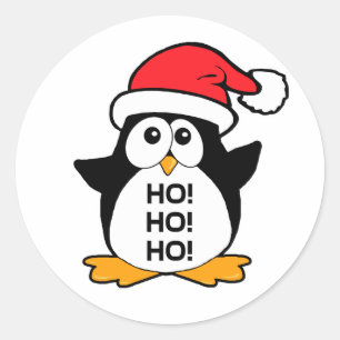 かわいいクリスマスペンギンHo Ho Ho ラウンドシール