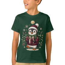 かわいいクリスマスペンギンTシャツ 少年向け | ホリデー