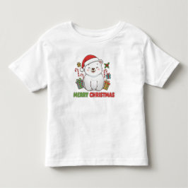 かわいいクリスマスホッキョクグマのイラスト トドラーTシャツ