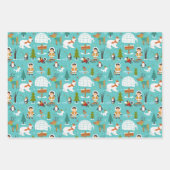 かわいいクリスマスホリデーウィンターワンダーランド漫画 ラッピングペーパーシート (正面3)