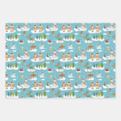 かわいいクリスマスホリデーウィンターワンダーランド漫画 ラッピングペーパーシート (正面2)