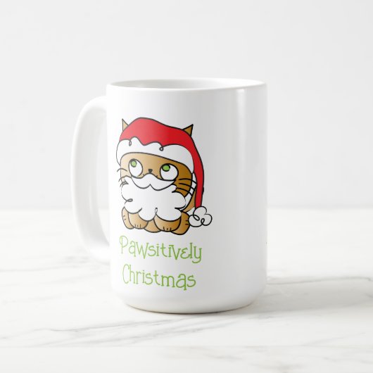 かわいいクリスマスホリデーカートゥーン猫おもしろいことわざ コーヒーマグカップ (正面左)