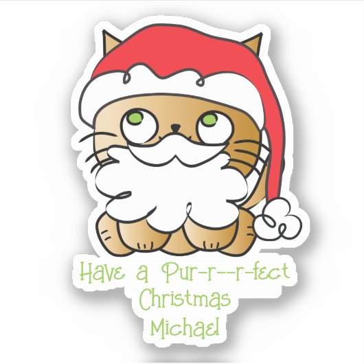 かわいいクリスマスホリデーカートゥーン猫おもしろいことわざ シール (正面)