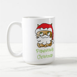 かわいいクリスマスホリデーキャラクター猫の面白いフレーズ コーヒーマグカップ