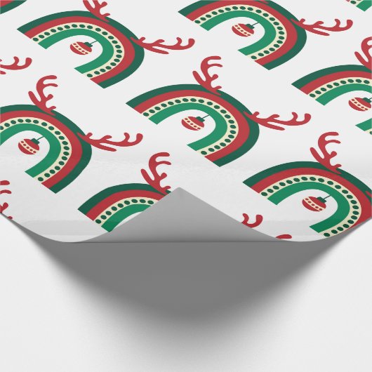 かわいいクリスマスホリデークリスマスレインボーギフト ラッピングペーパー (角)