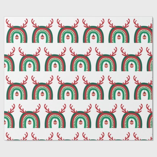 かわいいクリスマスホリデークリスマスレインボーギフト ラッピングペーパー (フラット)