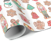 かわいいクリスマスホリデーナツクラッカークッキー ラッピングペーパー (ロールコーナー)