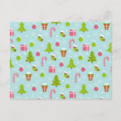 かわいいクリスマスホリデーパターン シーズンポストカード (正面)