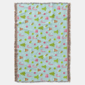 かわいいクリスマスホリデーパターン スローブランケット (正面縦)