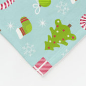 かわいいクリスマスホリデーパターン フリースブランケット (角)