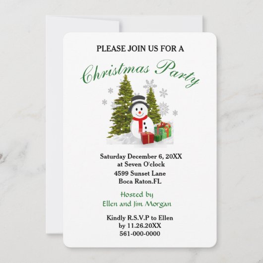 かわいいクリスマスホリデーパーティーの招待状 招待状 (正面)