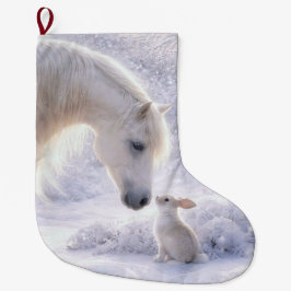 かわいいクリスマスホリデーホースとウサギ ラージクリスマスストッキング