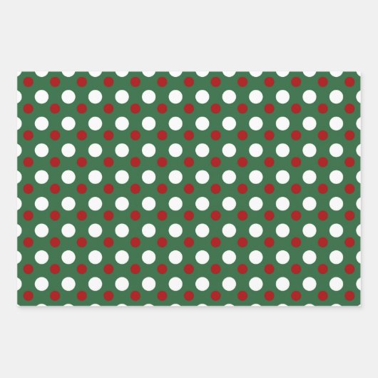 かわいいクリスマスホリデー水玉模様パターングリーン ラッピングペーパーシート (正面2)