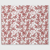 かわいいクリスマスホリーの枝のパターン ラッピングペーパー (フラット)