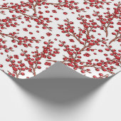 かわいいクリスマスホリーの枝のパターン ラッピングペーパー (角)