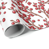 かわいいクリスマスホリーの枝のパターン ラッピングペーパー (ロールコーナー)