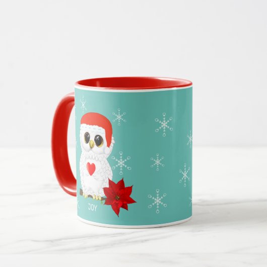 かわいいクリスマスホワイトフクロウ&スノーフレーク マグカップ (正面左)