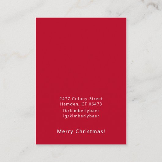 かわいいクリスマスホワイトレッドイヤリングディスプレイ 名刺 (裏面)