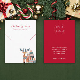 かわいいクリスマスホワイトレッドネックレスブレスレットディスプレイ 名刺