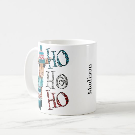 かわいいクリスマスホーホーホーホキリン コーヒーマグカップ (正面左)