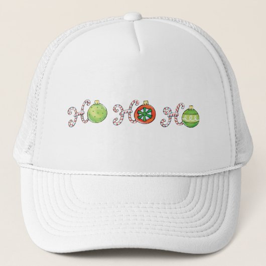 かわいいクリスマスホーホーホー、キャンディーキャンオーナメント キャップ (正面)