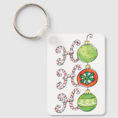 かわいいクリスマスホーホーホー、キャンディーキャンオーナメント キーホルダー (正面)