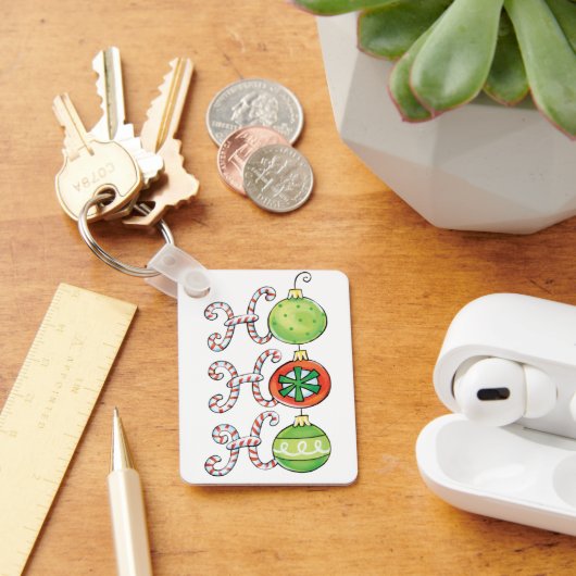 かわいいクリスマスホーホーホー、キャンディーキャンオーナメント キーホルダー (デスク)