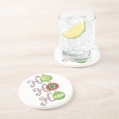 かわいいクリスマスホーホーホー、キャンディーキャンオーナメント コースター (側面)