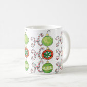 かわいいクリスマスホーホーホー、キャンディーキャンオーナメント コーヒーマグカップ (正面右)