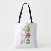 かわいいクリスマスホーホーホー、キャンディーキャンオーナメント トートバッグ (正面)
