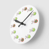 かわいいクリスマスホーホーホー、キャンディーキャンオーナメント ラウンド壁時計 (傾斜)