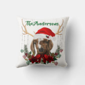 かわいいクリスマスボアヤギと〔雄ジカの〕枝角とリース クッション (裏面)
